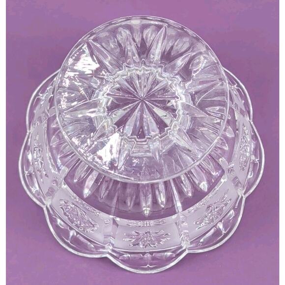 Oneida Southern Garden 24% Lead Crystal Scalloped Hostess Candy Bowl Germany - Picture 8 of 10